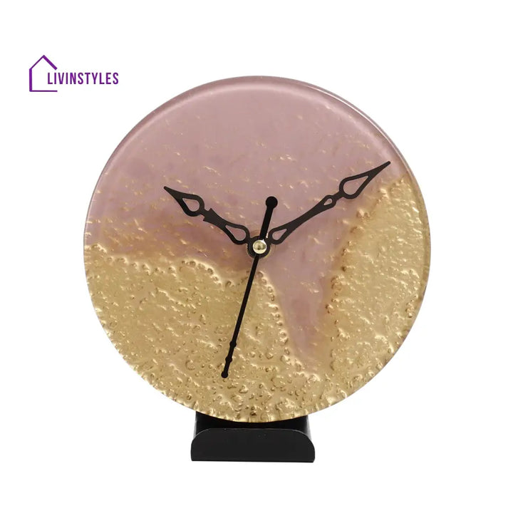 Rhea Glass Embossed Table Clock