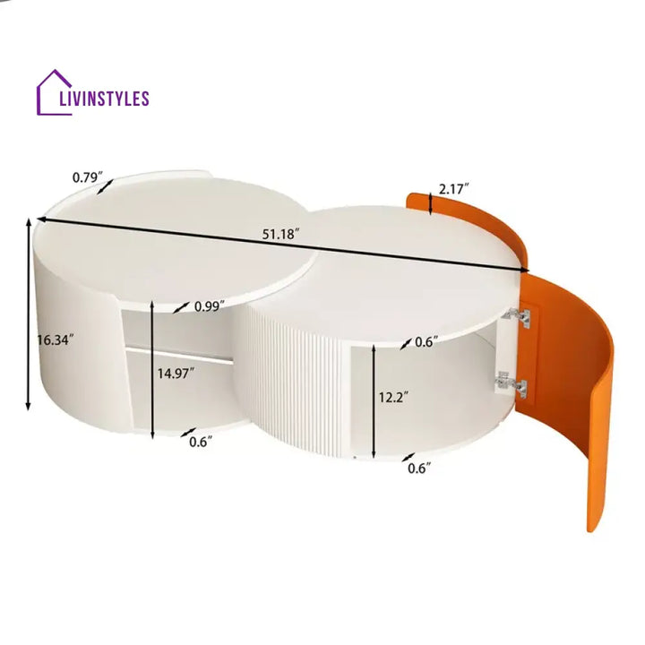 Riddhima MDF White and Orange Coffee Table for Living Room