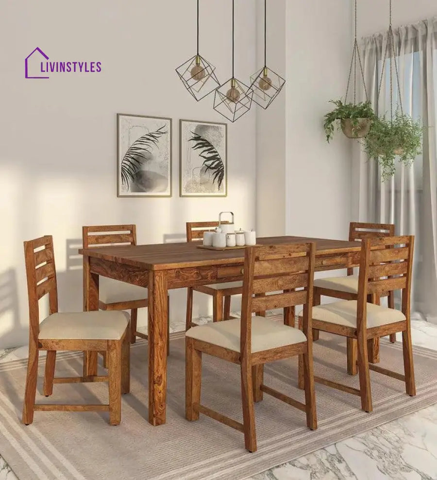 Ridge Sheesham Wood 6 Seater Dining Set With Drawer Dining Set