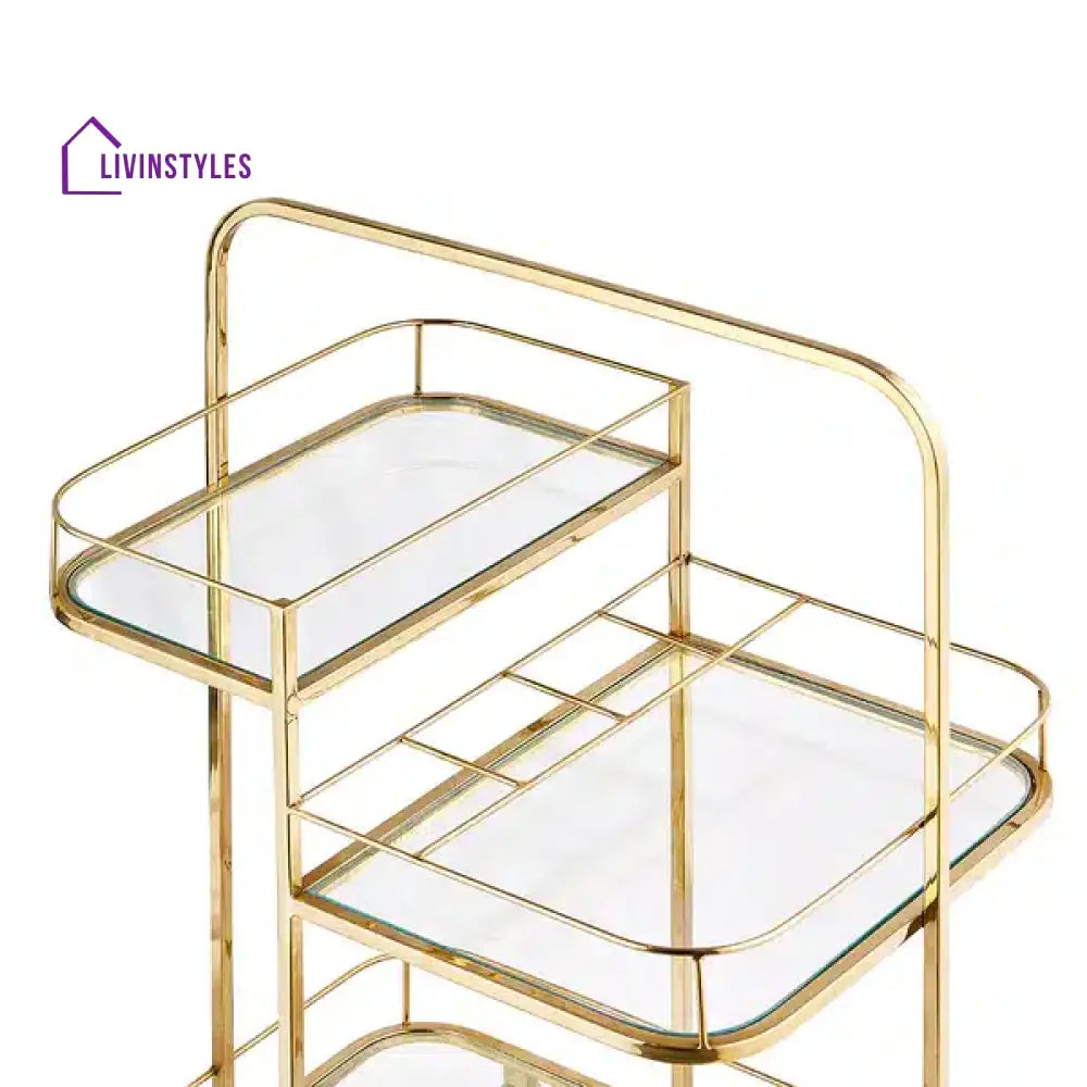 Ridhima Gold Serving Trolley For Home