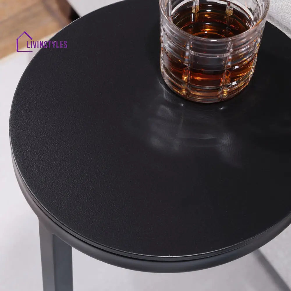 Ring Base Black Marble Designer Side Table Table