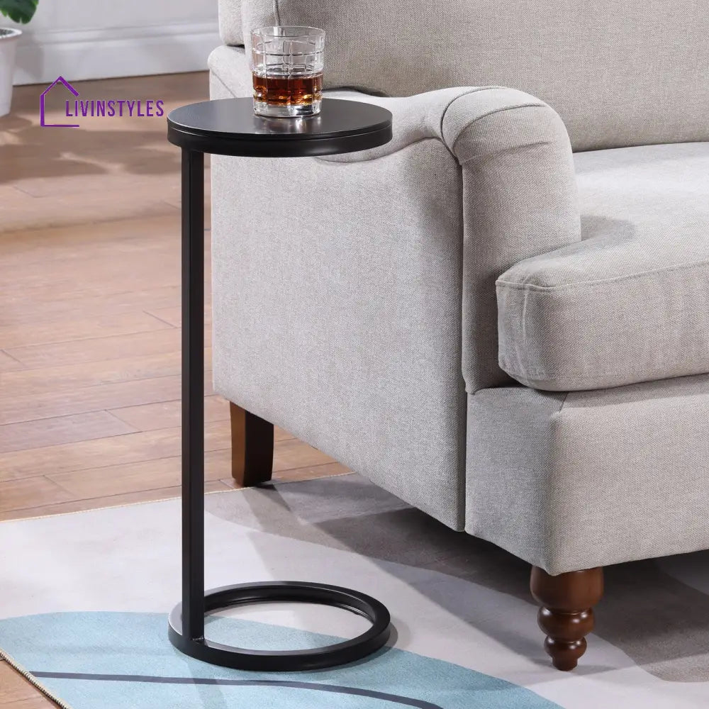 Ring Base Black Marble Designer Side Table Table