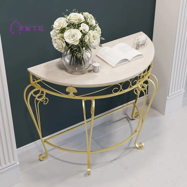 Robert Metal And Marble Top Console Table