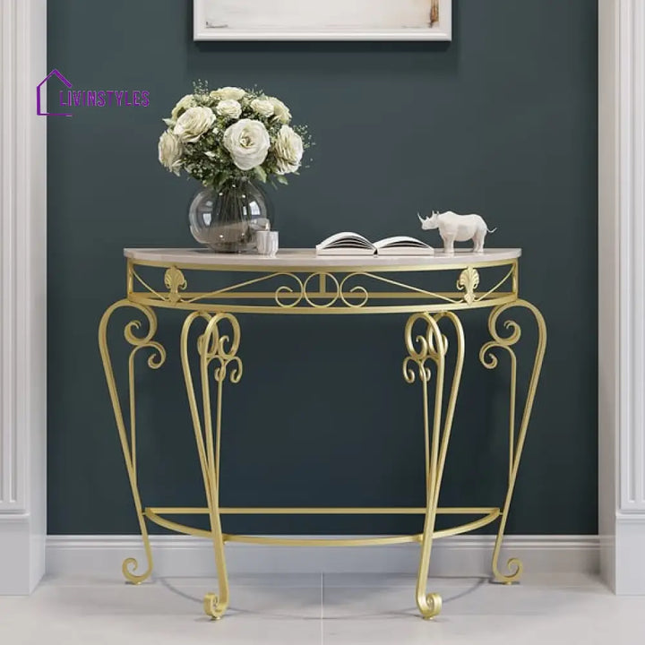 Robert Metal And Marble Top Console Table