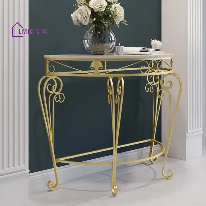 Robert Metal And Marble Top Console Table