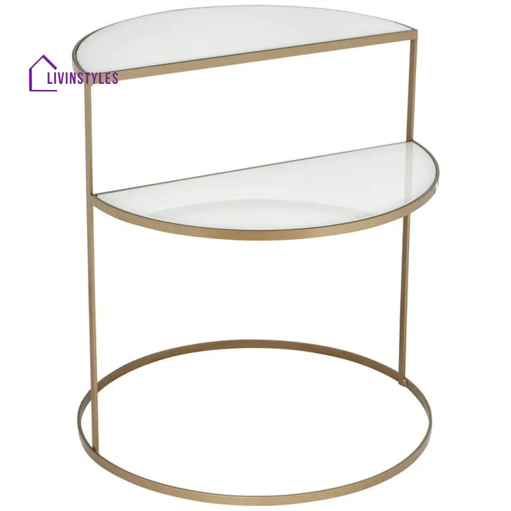 Rohan Metal Side Table For Living Room - Marble Top