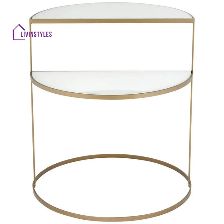 Rohan Metal Side Table For Living Room - Marble Top