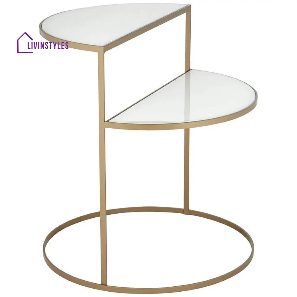 Rohan Metal Side Table For Living Room - Marble Top