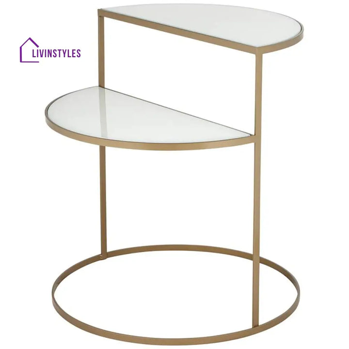 Rohan Metal Side Table For Living Room - Marble Top