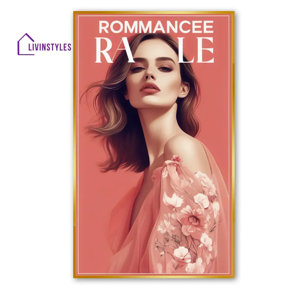 Romancee Rale: Captivating Love Art Canvas Wall Painting 24 X 36 Inch / Gold Floating Frame