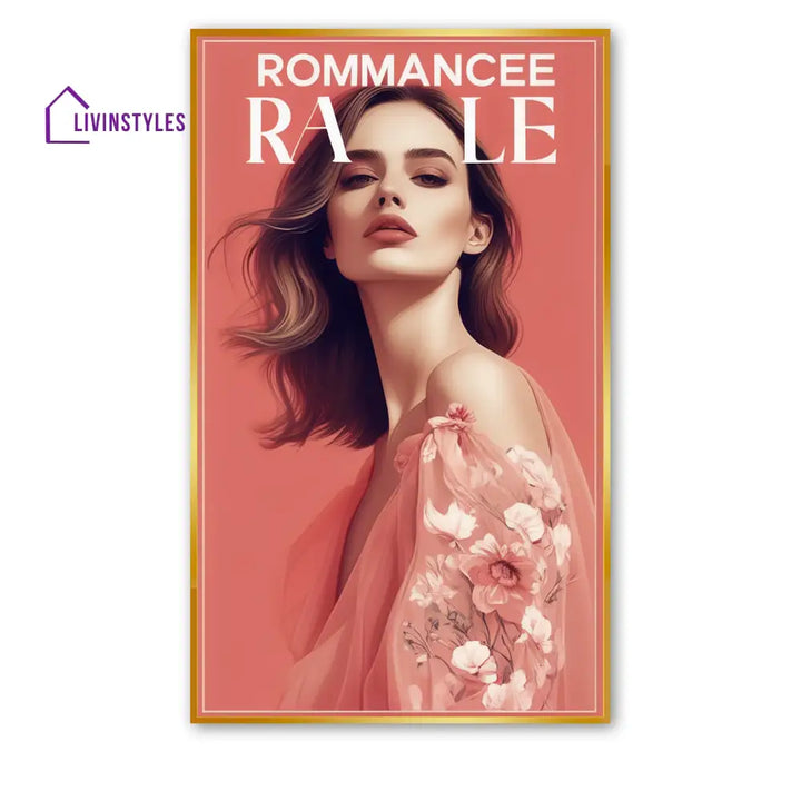 Romancee Rale: Captivating Love Art Canvas Wall Painting 24 X 36 Inch / Gold Floating Frame