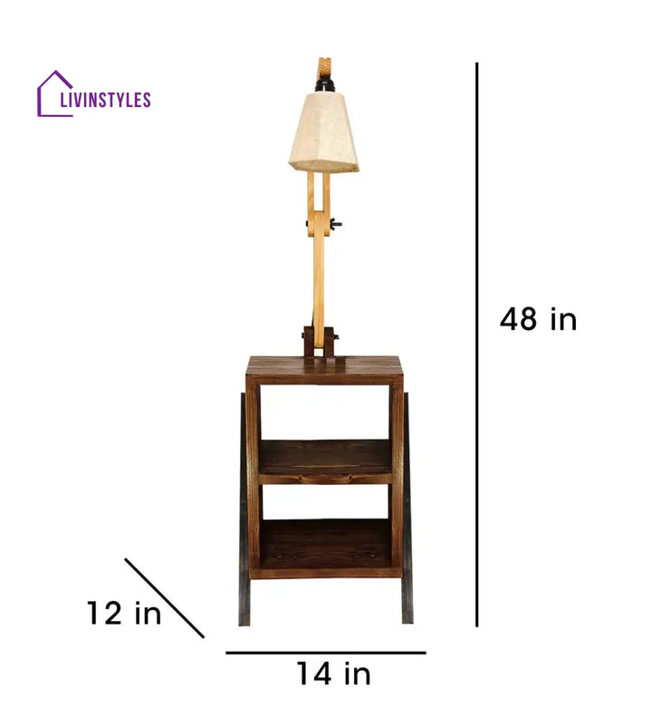 Ronan Wooden Floor Lamp With Brown Base And Jute Fabric Lampshade Lamps