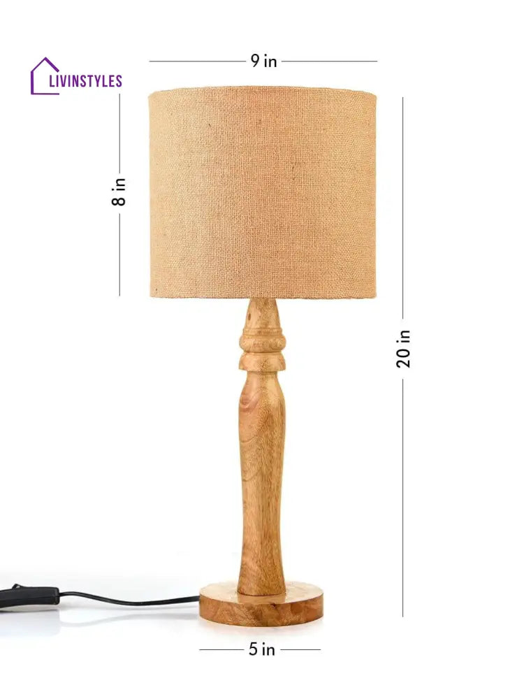 Round Brown Lamp With Jute Shade