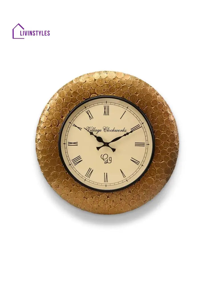 Round Gold Coin 18 Inches Wall Clock