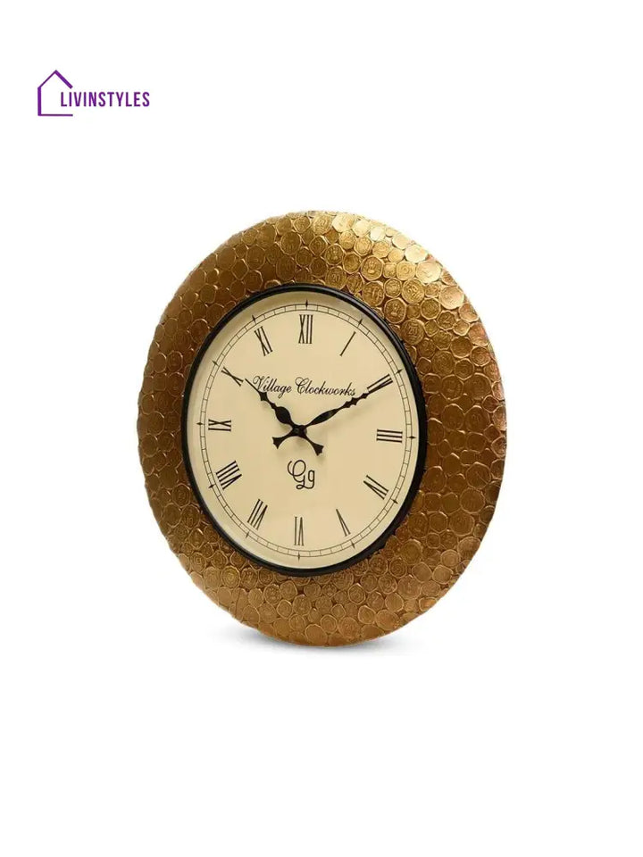 Round Gold Coin 18 Inches Wall Clock