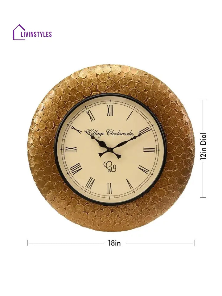 Round Gold Coin 18 Inches Wall Clock