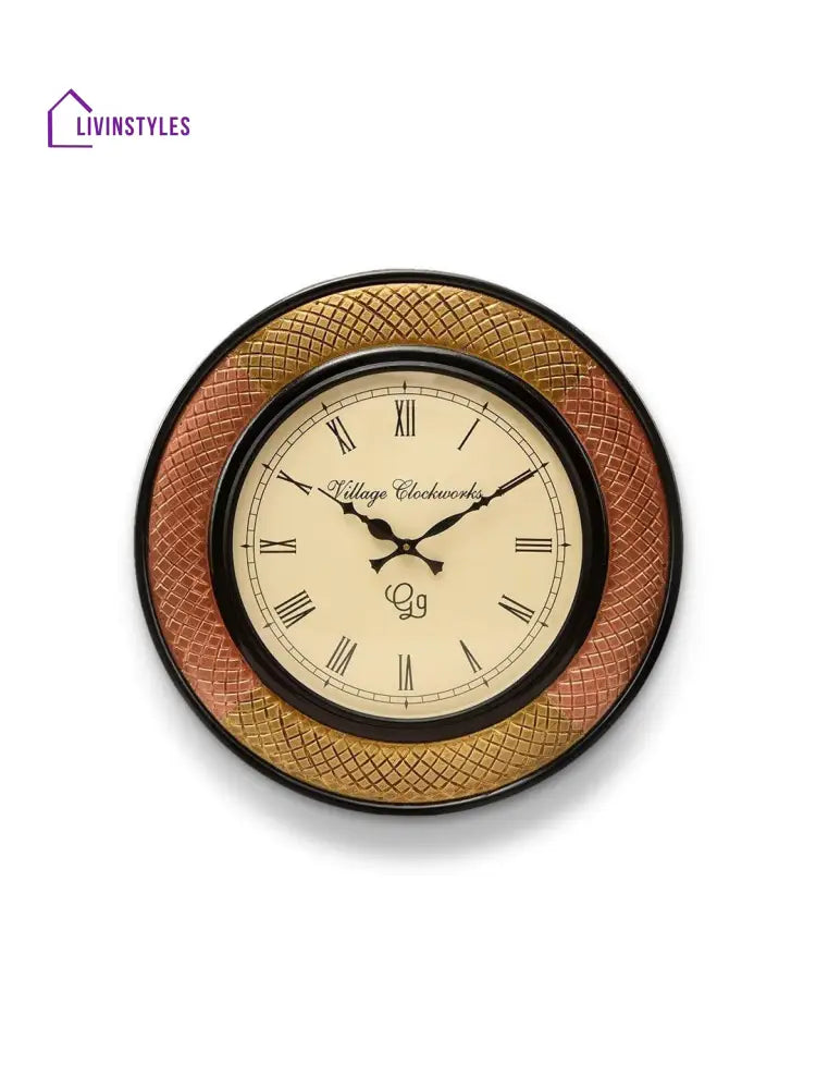 Round Polish With Metal Brass 18 Inches Wall Clock