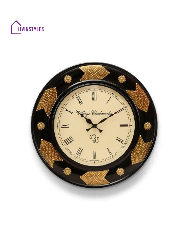 Round Polish With Metal Brass 18 Inches Wall Clock