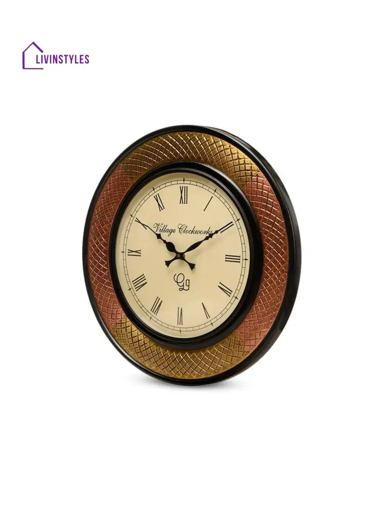 Round Polish With Metal Brass 18 Inches Wall Clock