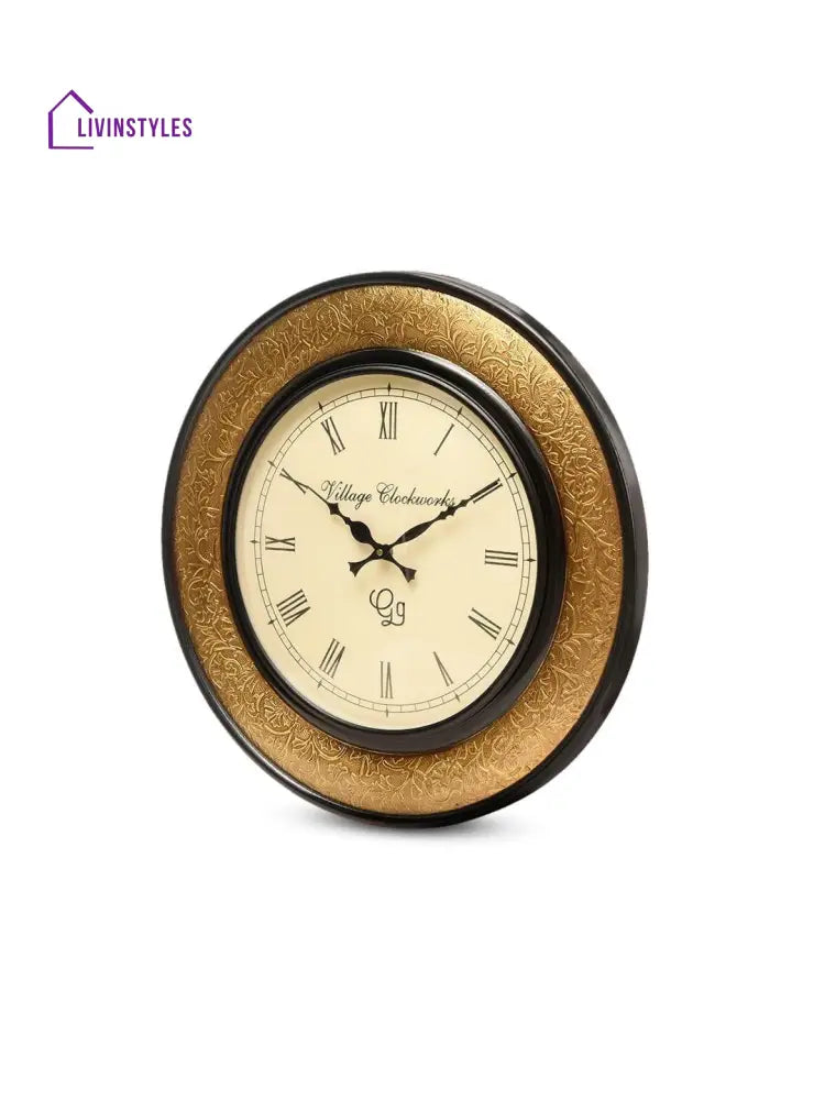 Round Polish With Metal Brass 18 Inches Wall Clock