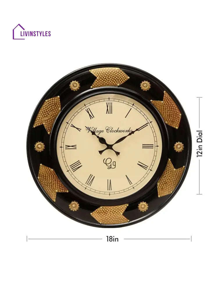 Round Polish With Metal Brass 18 Inches Wall Clock