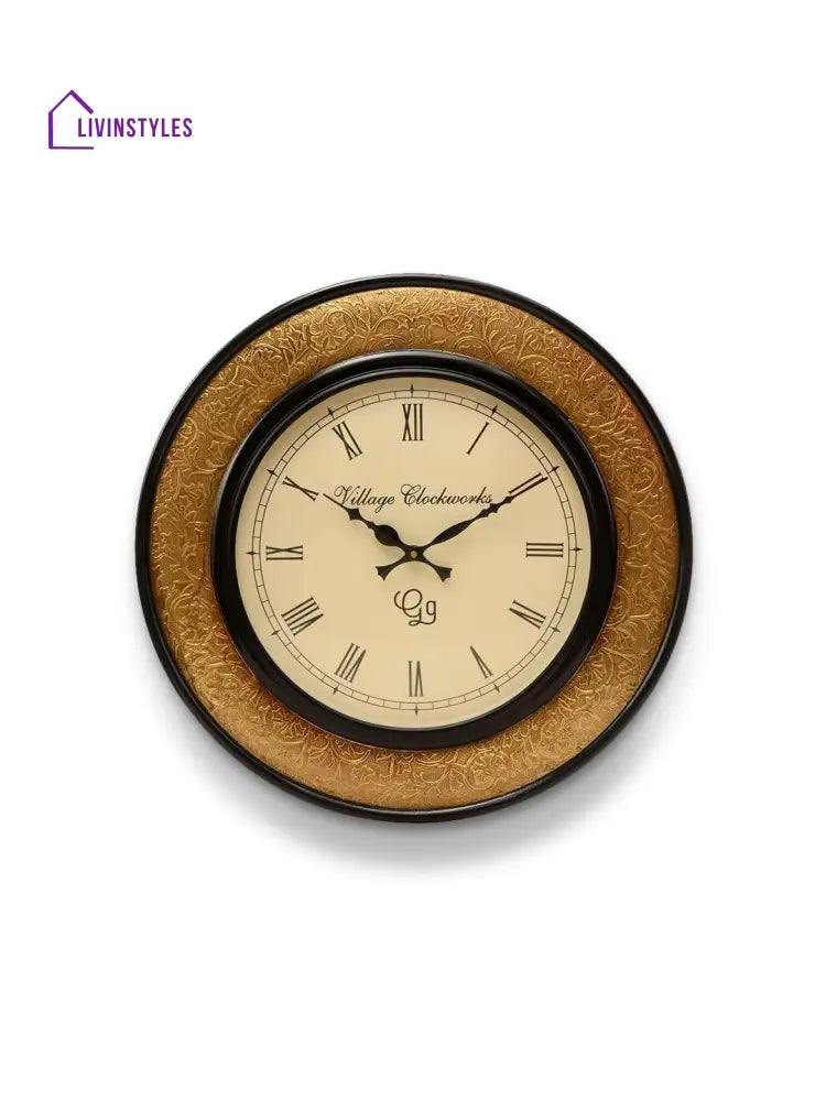 Round Polish With Metal Brass 18 Inches Wall Clock