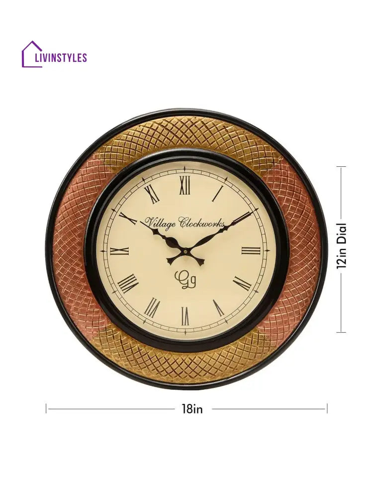 Round Polish With Metal Brass 18 Inches Wall Clock