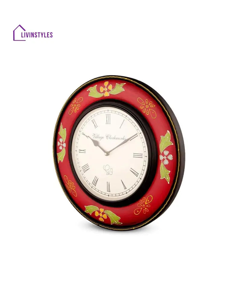 Round Wooden Handpainted 16 Inches Wall Clock