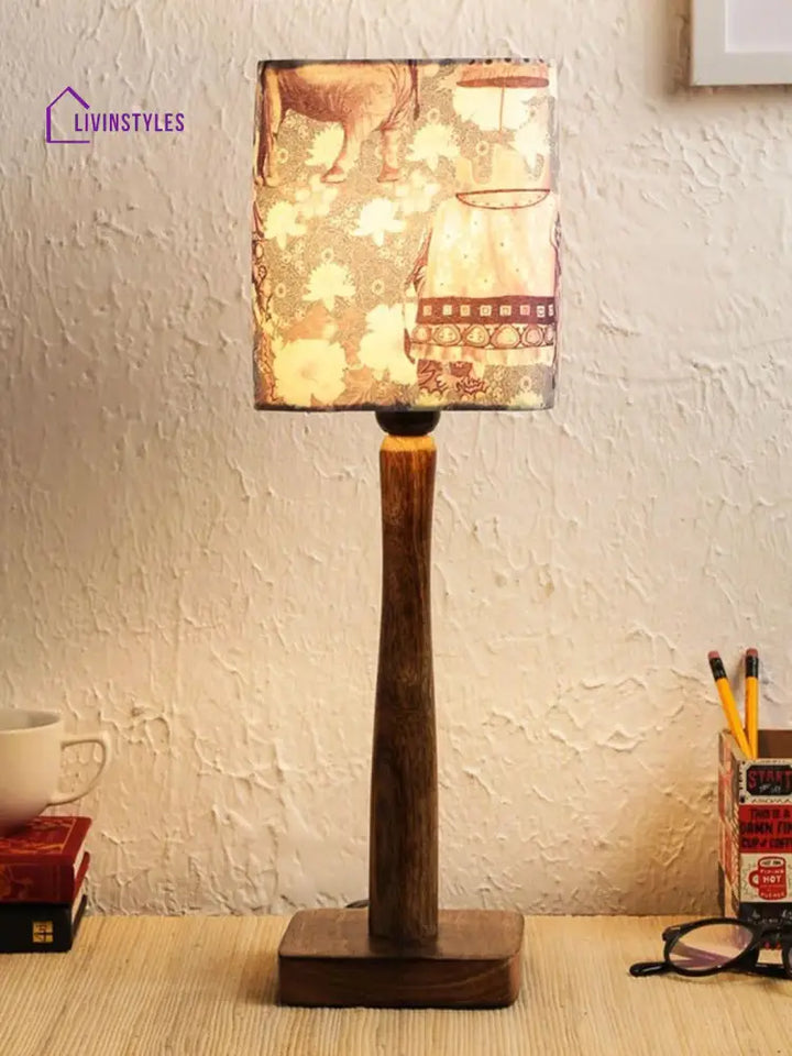 Royal Elephant Wooden Lamp