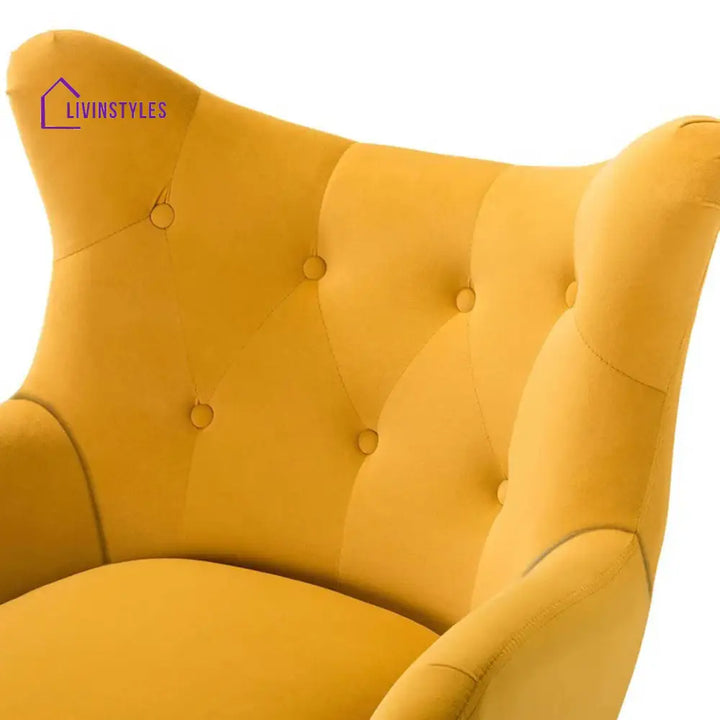 Royal Yellow Comfortable Tufted Velvet Sofa Lounge Chair Chairs