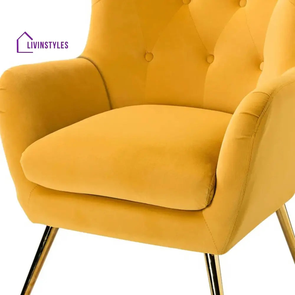 Royal Yellow Comfortable Tufted Velvet Sofa Lounge Chair Chairs