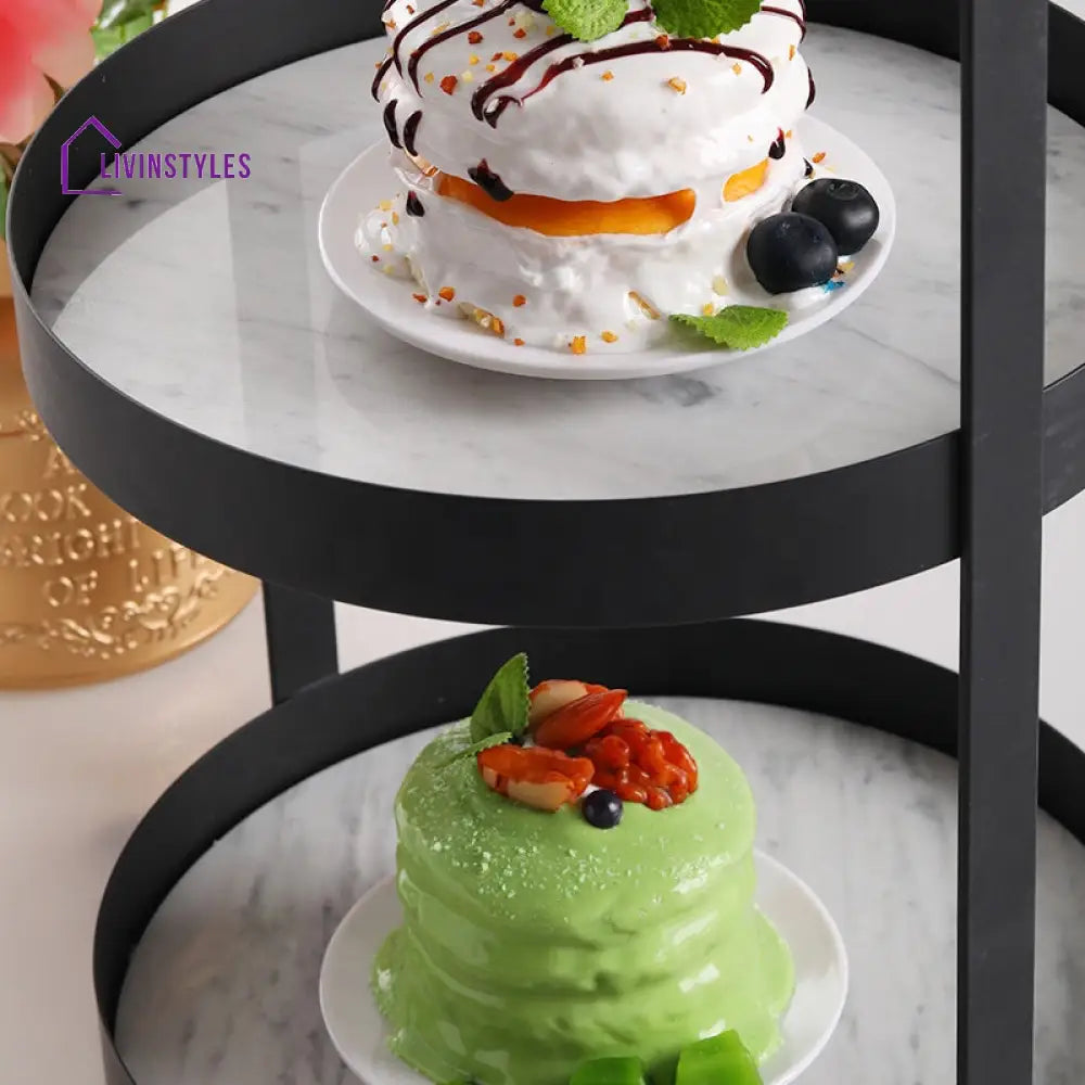 Ruchi White Marble Cake Stand Stands