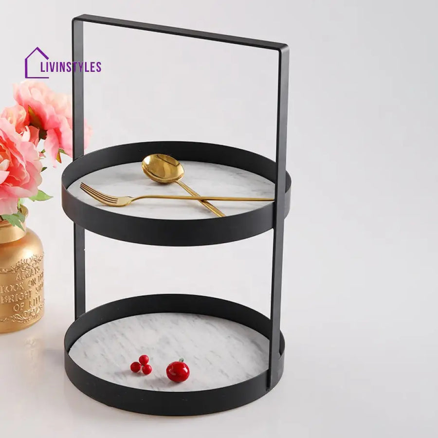 Ruchi White Marble Cake Stand Stands