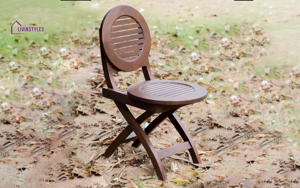 Rukmani Outdoor Folding Round Stool With 2 Chairs Set