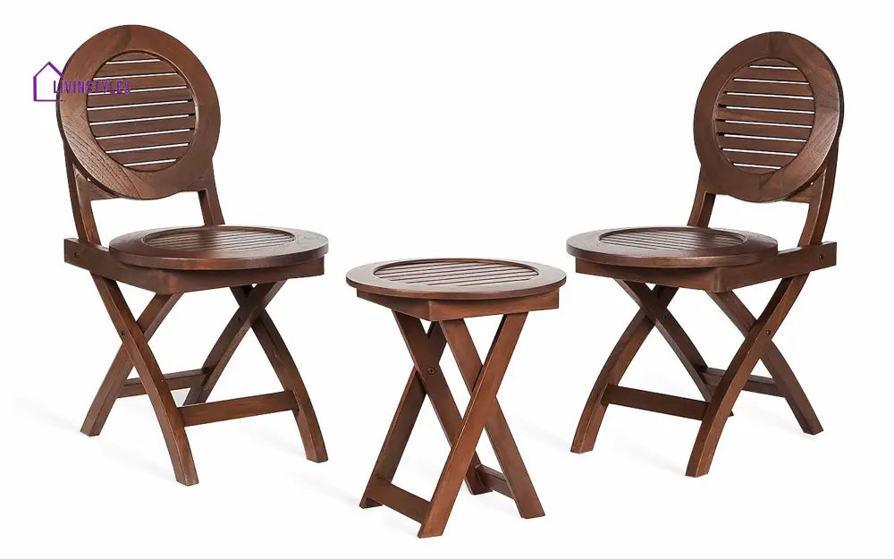 Rukmani Outdoor Folding Round Stool With 2 Chairs Set