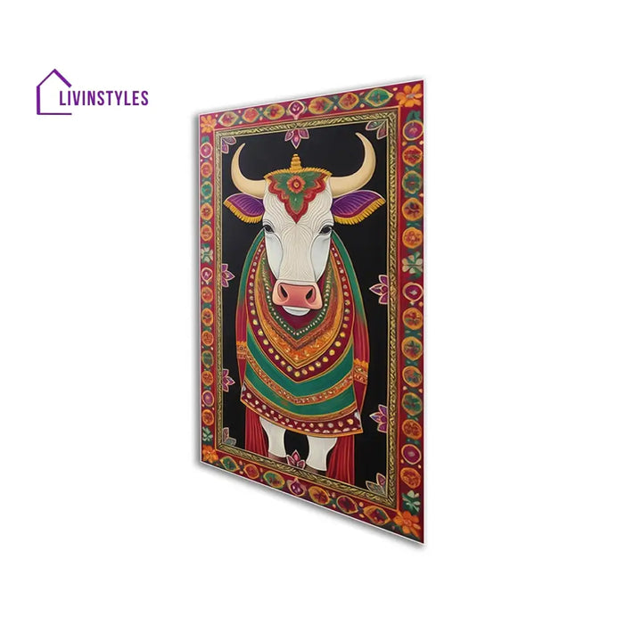 Sacred Indian Cow Canvas Collection Printed Wall Painting Set Of 3