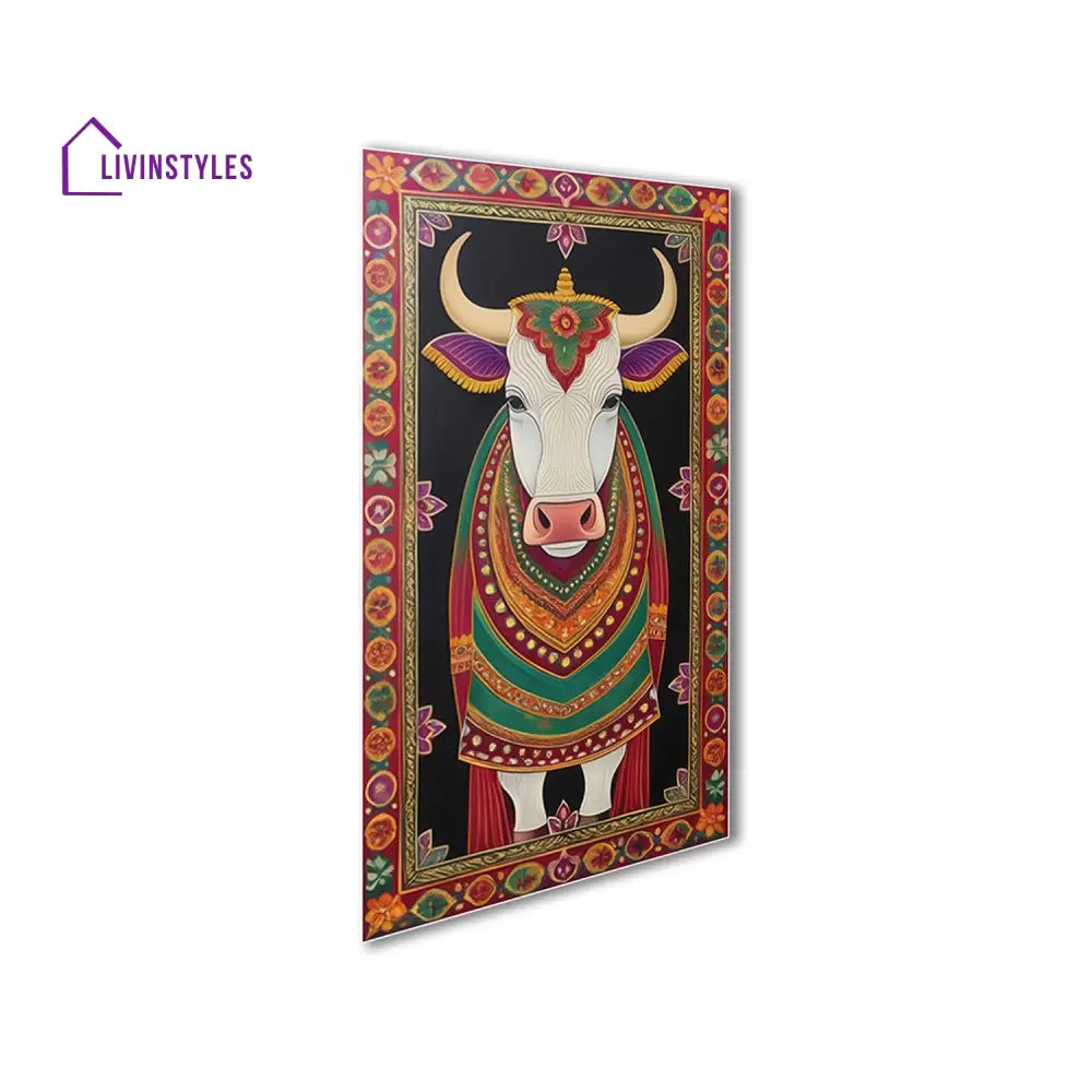 Sacred Indian Cow Canvas Collection Printed Wall Painting Set Of 3