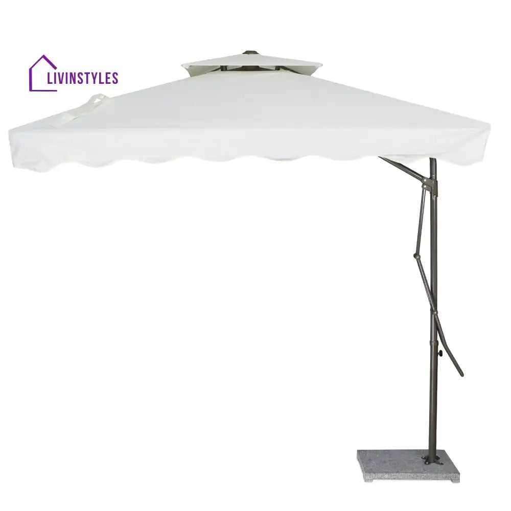 Sadik Marble Base Metal Frame Outdoor Umbrella - White