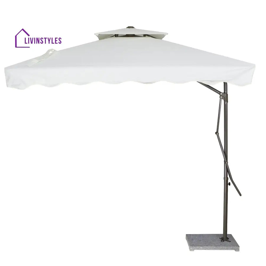 Sadik Marble Base Metal Frame Outdoor Umbrella - White