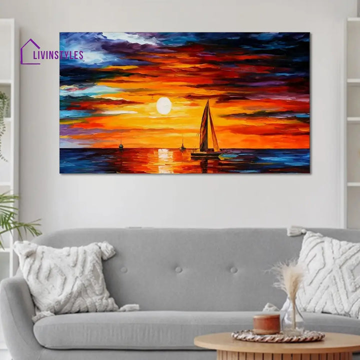 Sailboat Sundown Serenity Wall Art Painting