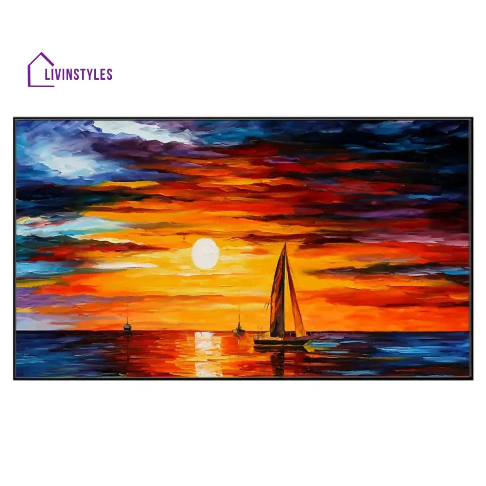 Sailboat Sundown Serenity Wall Art Painting