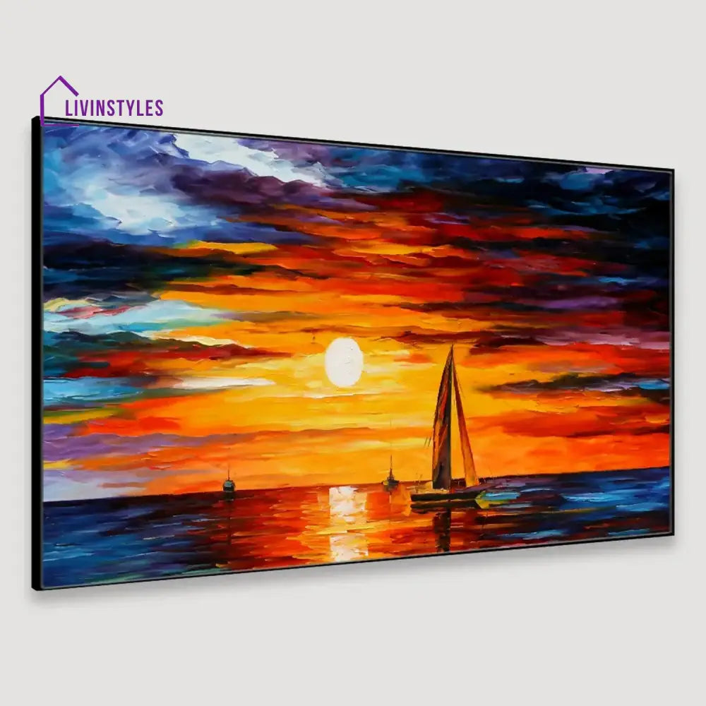 Sailboat Sundown Serenity Wall Art Painting