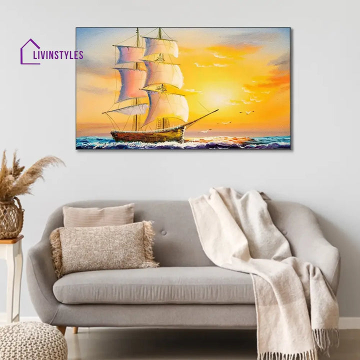 Sailboat Sunset Serenity Wall Art Painting