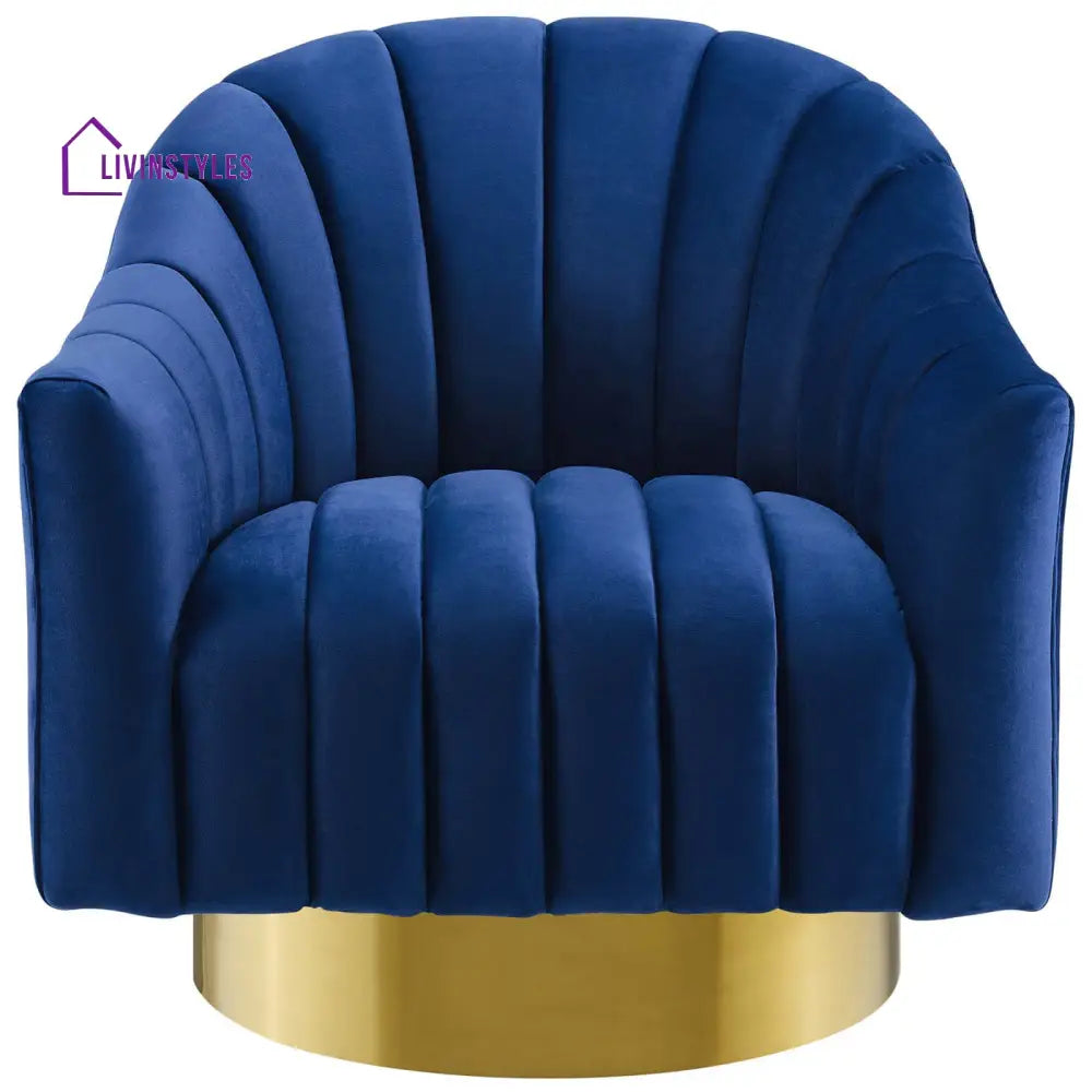 Sakshi Vertical Tufted Velvet Chair For Living Room - Set Of 2 Blue