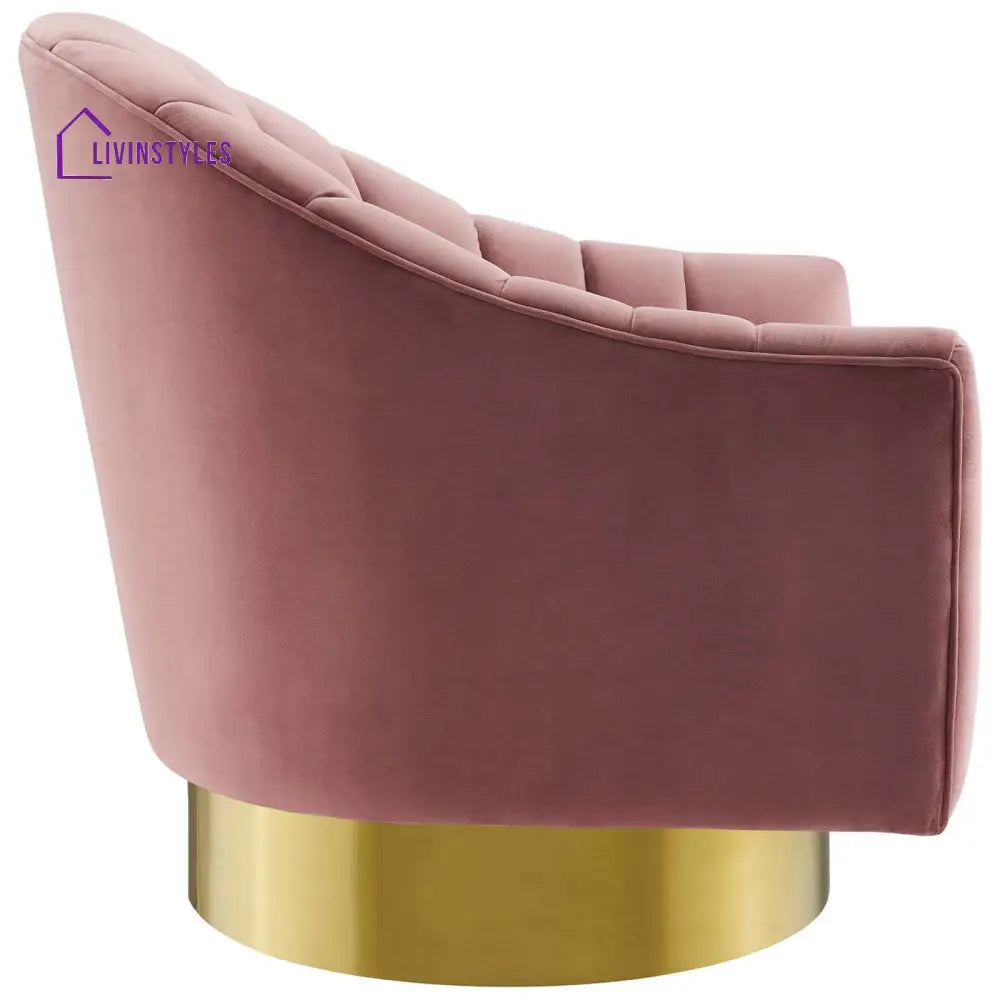 Sakshi Vertical Tufted Velvet Chair For Living Room - Set Of 2 Pink