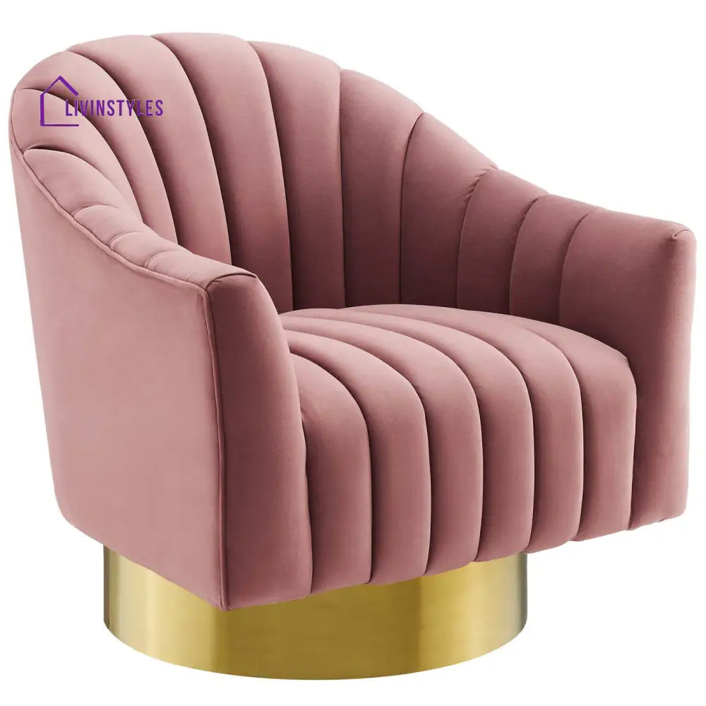 Sakshi Vertical Tufted Velvet Chair For Living Room - Set Of 2 Pink