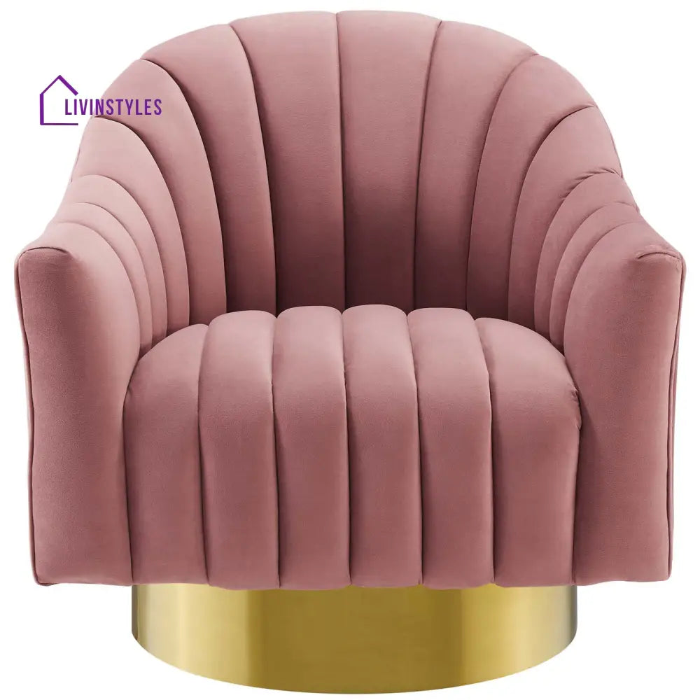 Sakshi Vertical Tufted Velvet Chair For Living Room - Set Of 2 Pink