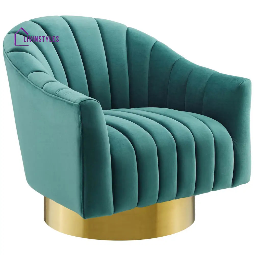 Sakshi Vertical Tufted Velvet Chair For Living Room - Set Of 2 Teal