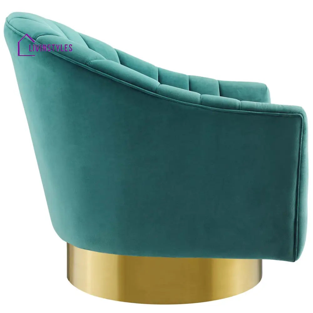 Sakshi Vertical Tufted Velvet Chair For Living Room - Set Of 2 Teal