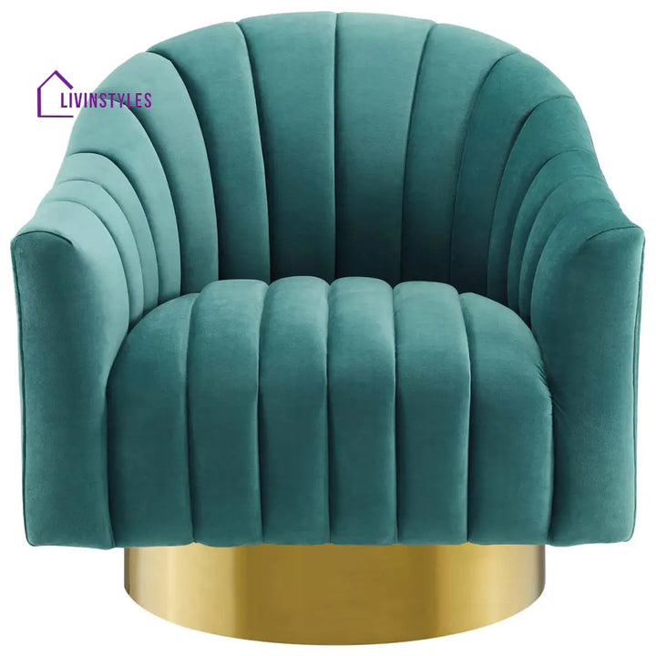 Sakshi Vertical Tufted Velvet Chair For Living Room - Set Of 2 Teal